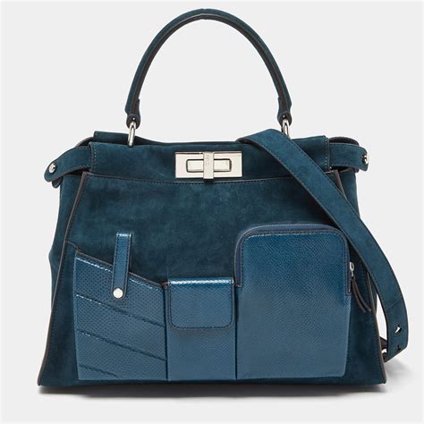 fendi peekaboo regular blue|Fendi peekaboo suede.